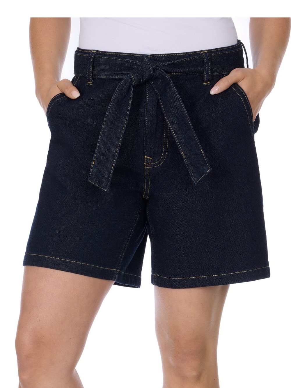Tommy Hilfiger Dark Blue Denim Tie-Waist Shorts